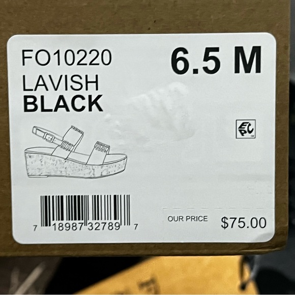 FRYE AND CO. Lavish Black Woven Strap Sandals  Wedge Heels Size 6.5 - Picture 3 of 3